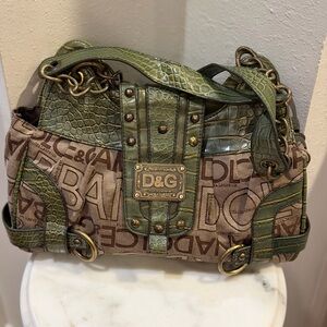 Dolce & Gabbana Vintage Green and Brown Hobo Bag EUC.